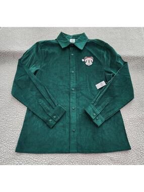 New Disney Mickey Mouse X-mas Corduroy Button down long sleeve shirt Sz Small